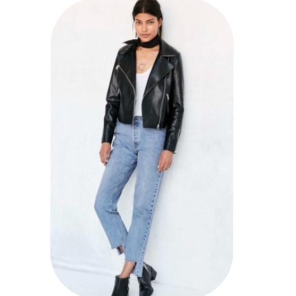 Silence + Noise Raw-Edge Vegan Leather Moto Jacket - Picture 6 of 8